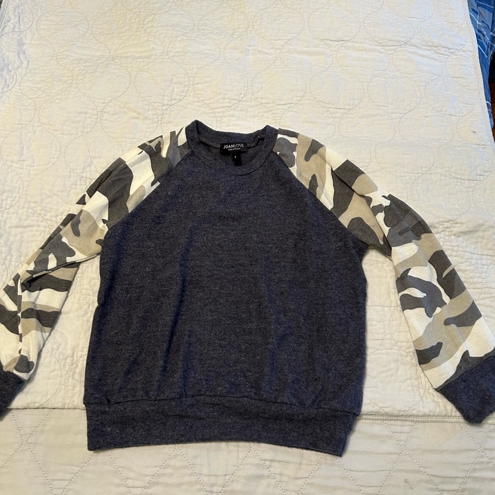 Kids' Dark Gray Sweater with Camo Sleeves